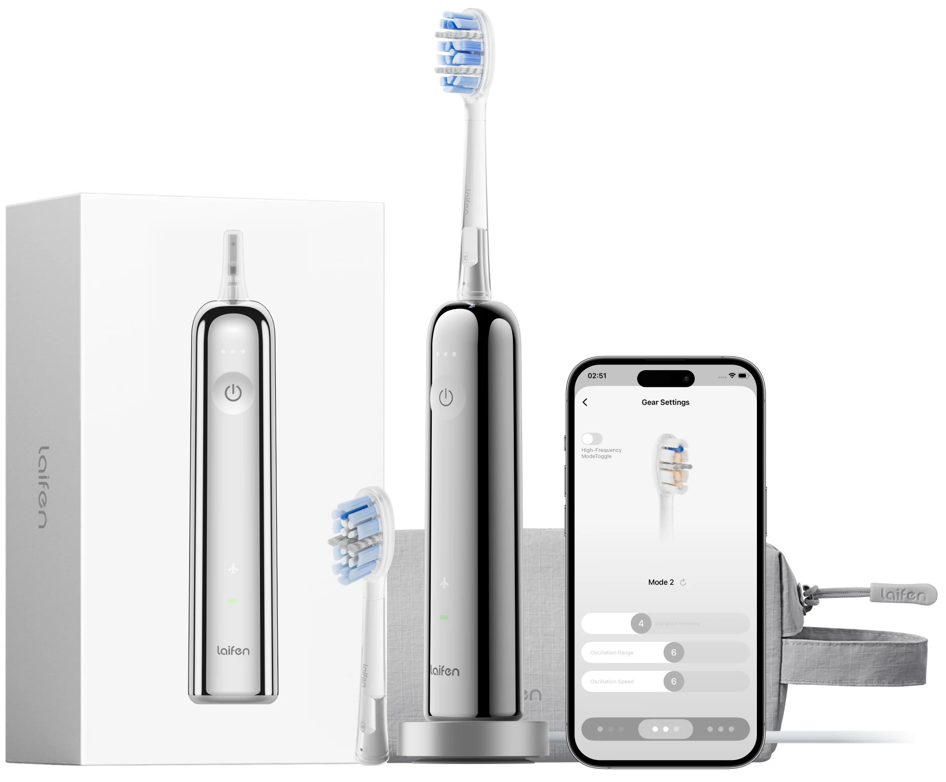 Зубная щетка электрическая Laifen Wave PRO сталь (1TB92-S-XX-SS-002)