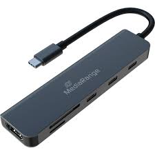 Хаб USB MediaRange 6-in-1 Multiport Hub silver (MRCS519)