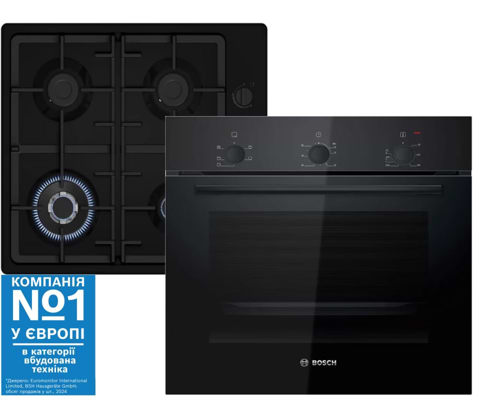 Духова шафа + варильна поверхня газова Bosch HBF011BA1T + PBH6C6K90R - Фото 1