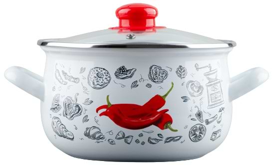 Каструля Gusto GT-T-120-WR Перчинка біла  20 см 4.0 л - Фото 1