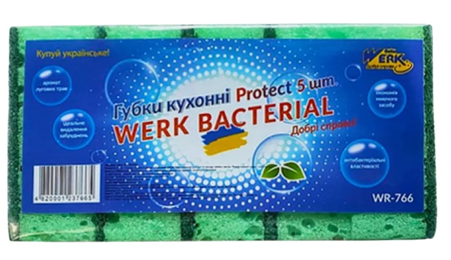 Губка для миття посуду поліуретанова Werk Bacterial protect (WR766)