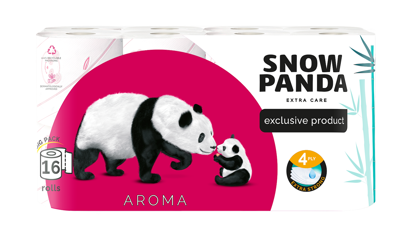 Туалетная бумага Сніжна панда EXTRA CARE Aroma 4сл, 16 шт.
