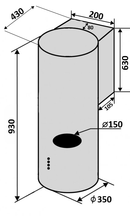 Фото - Витяжка декоративна Ventolux CILINDRO 35 BK (1200) TRC MM