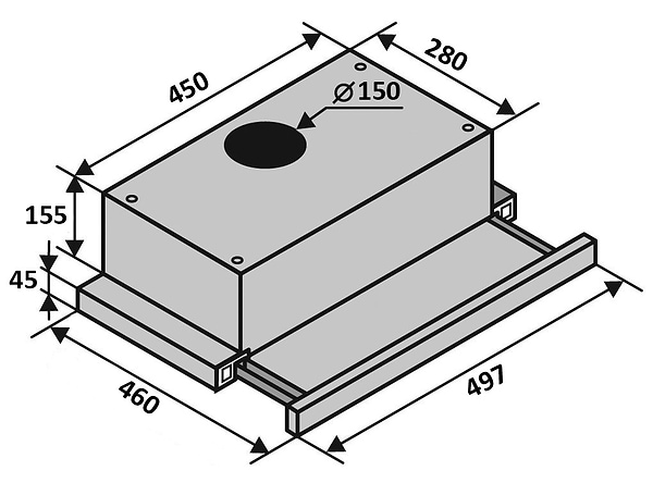 Фото - Витяжка вбудована Ventolux GARDA 50 BK (700) LED 2S