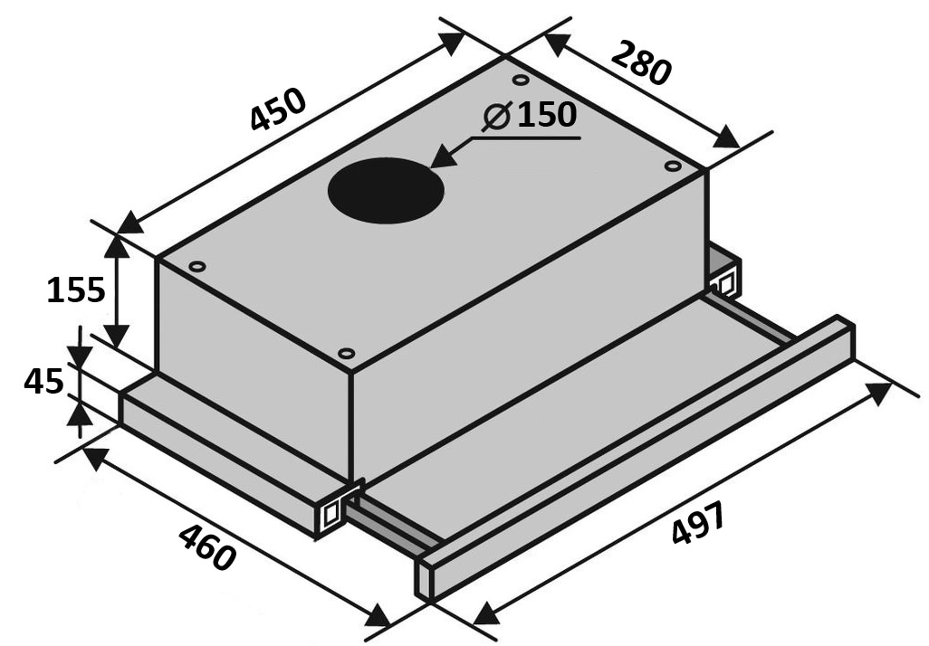 Фото - Вытяжка встраиваемая Ventolux GARDA 50 M/X (700) LED 2S