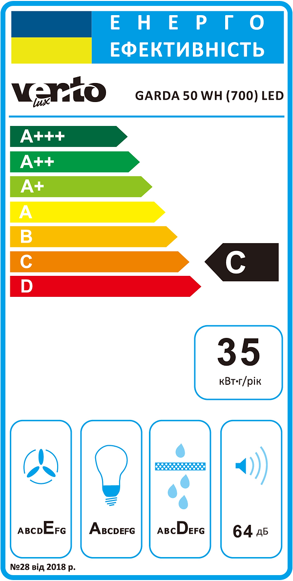 Фото - Витяжка вбудована Ventolux GARDA 50 WH (700) LED