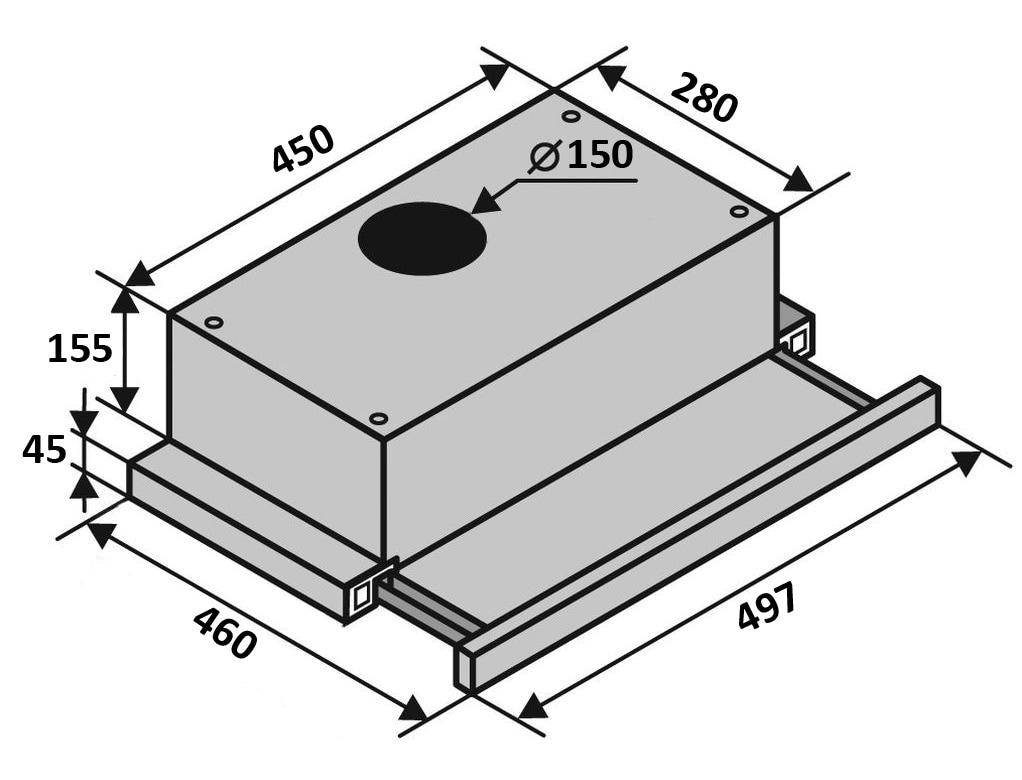 Фото - Витяжка вбудована Ventolux GARDA 50 WH (700) LED 2S