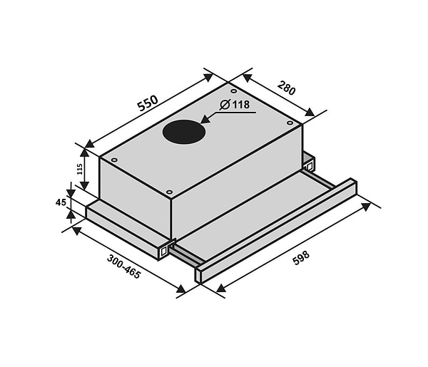 Фото - Витяжка вбудована Ventolux GARDA 60 BK (500) LED
