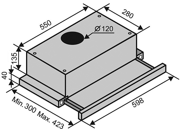Фото - Вытяжка встраиваемая Ventolux GARDA 60 BK (650) IT H