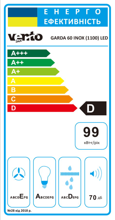 Фото - Вытяжка встраиваемая Ventolux GARDA 60 INOX (1100) LED