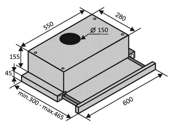 Фото - Витяжка вбудована Ventolux GARDA 60 INOX (900) LED