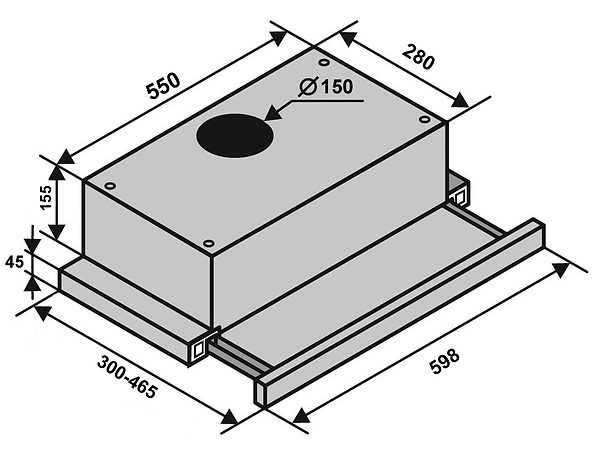 Фото - Витяжка вбудована Ventolux GARDA 60 MX (1000) LED 2S