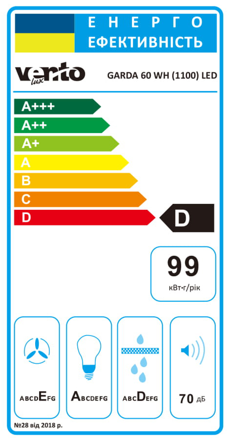 Фото - Уценка - Вытяжка встраиваемая Ventolux GARDA 60 WH (1100) LED