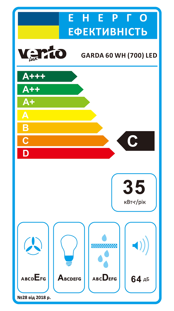 Фото - Витяжка вбудована Ventolux GARDA 60 WH (700) LED