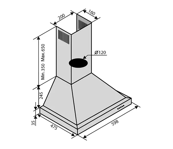 Фото - Витяжка декоративна Ventolux LAZIO 60 INOX (750)