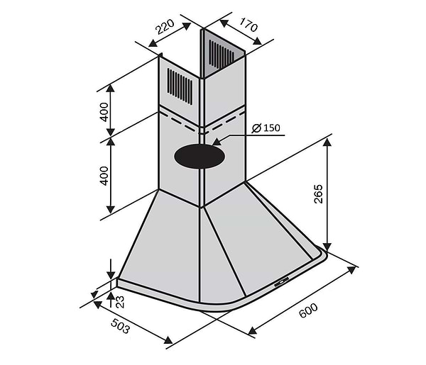Фото - Вытяжка декоративная Ventolux MONACO 60 INOX (1000)