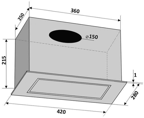 Фото - Витяжка вбудована Ventolux PUNTO 42 BK (700) PB
