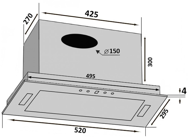 Фото - Вытяжка встраиваемая Ventolux PUNTO 52 WG (1400) TRC JET