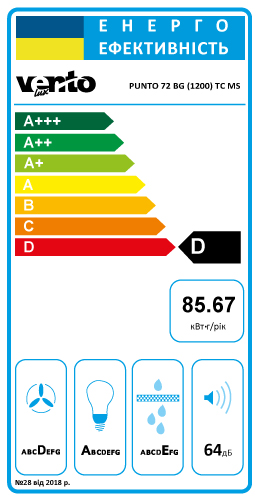 Фото - Вытяжка встраиваемая Ventolux PUNTO 72 BG (1200) TC MS