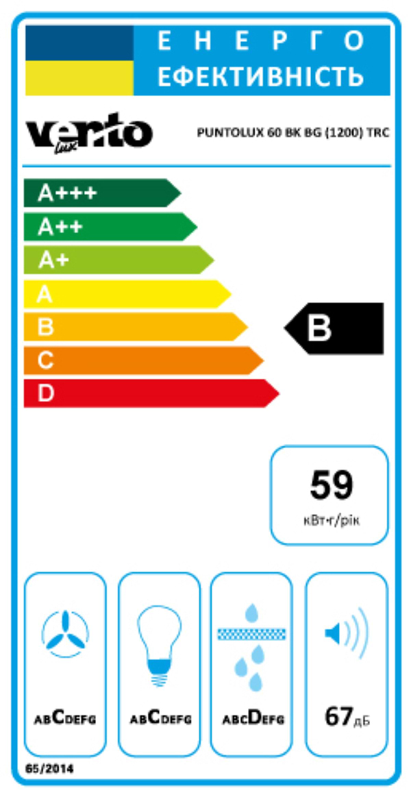 Фото - Вытяжка встраиваемая Ventolux PUNTOLUX 60 BK/BG (1200) TRC