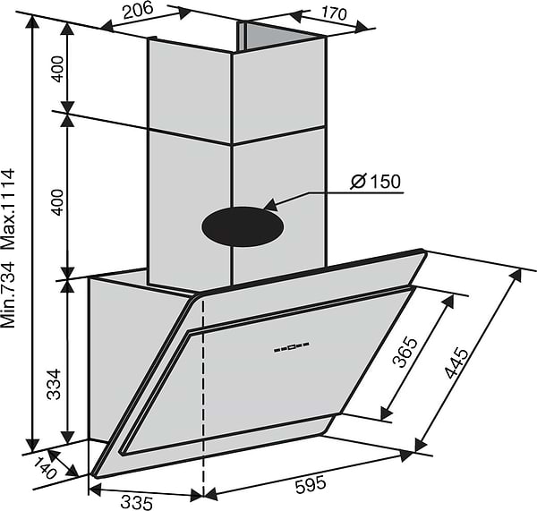 Фото - Витяжка декоративна Ventolux TOSCANA 60 WH (1000) TRC MM