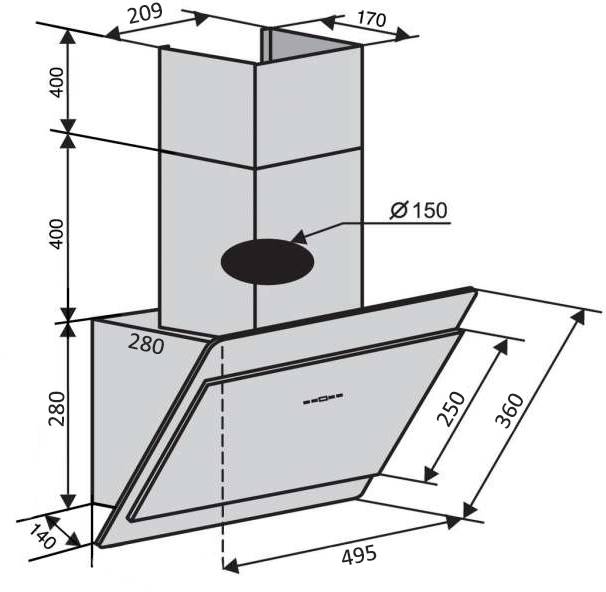 Фото - Витяжка декоративна Ventolux VIENNA 50 BG (800) TC MS