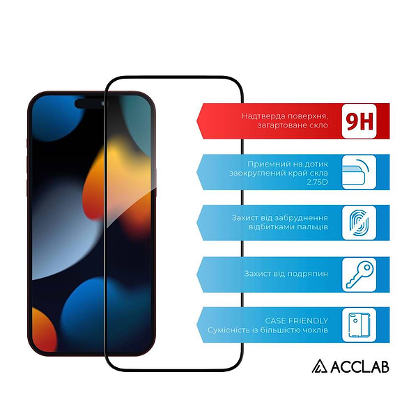 Фото - Захисне скло для смартфону ACCLAB Full Glue for Apple iPhone 15 Pro (1283126575389)