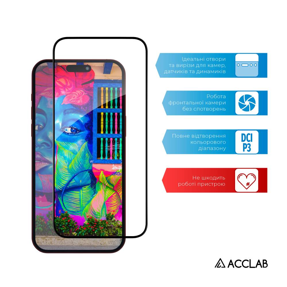 Фото - Захисне скло для смартфону ACCLAB Full Glue for Apple iPhone 15 Pro (1283126575389)