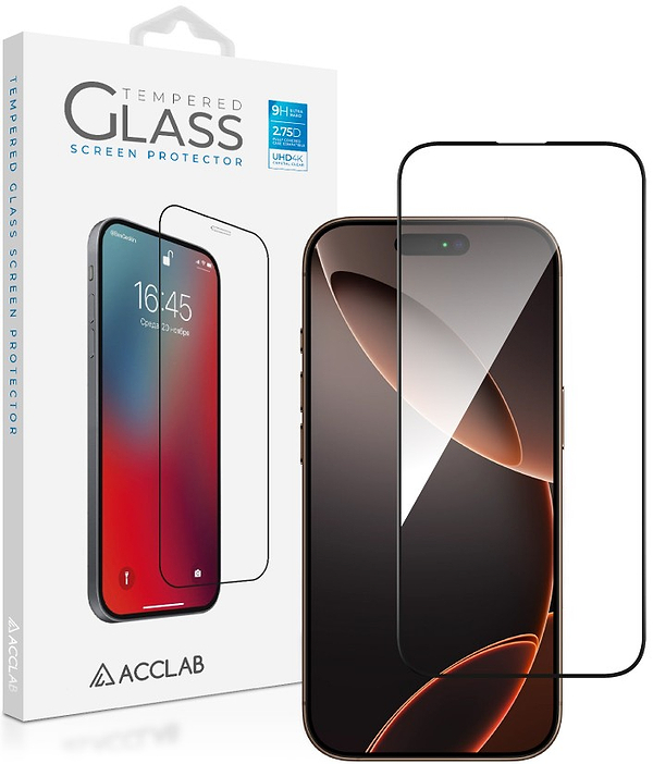 Фото - Защитное стекло для смартфона ACCLAB 9H for Apple iPhone 16 Pro / iPhone 17 Black (1283126594137)