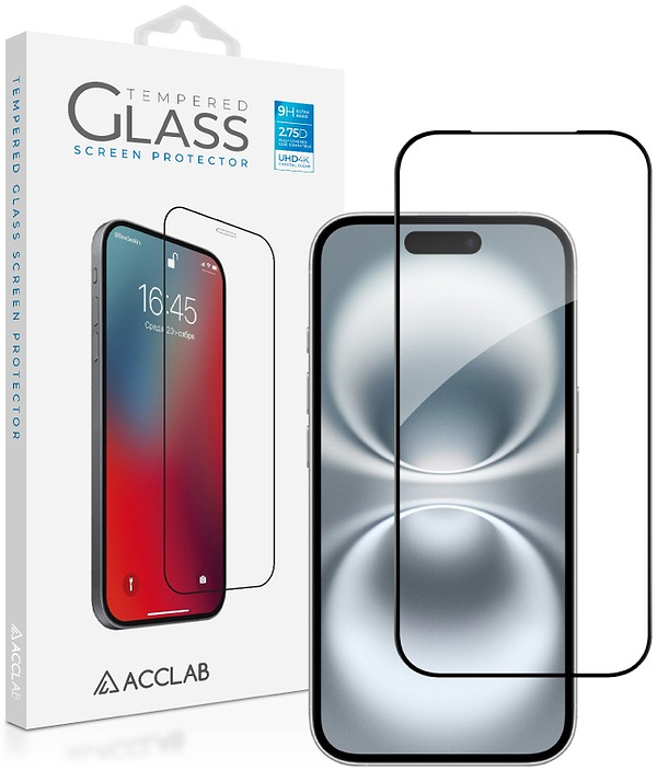 Фото - Защитное стекло для смартфона ACCLAB 9H for Apple iPhone 17 / 16 Pro Black (1283126625909)