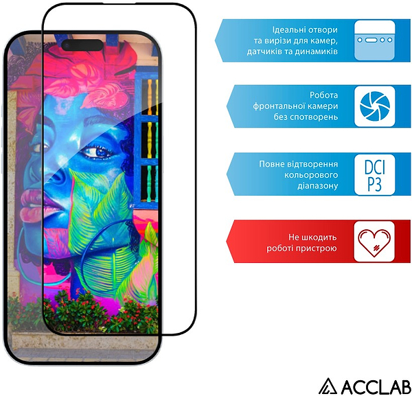 Фото - Защитное стекло для смартфона ACCLAB 9H for Apple iPhone 17 Air Black (1283126625930)