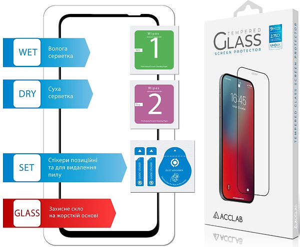 Фото - Защитное стекло для смартфона ACCLAB 9H for Infinix Hot 60i 4G Black (1283126627699)