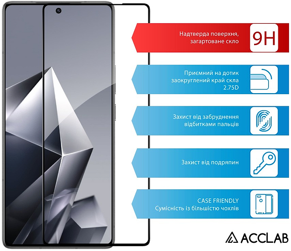Фото - Защитное стекло для смартфона ACCLAB 9H for Infinix Note 50 / Note 50 Pro+ / Note 50 Pro Black (1283126627811)