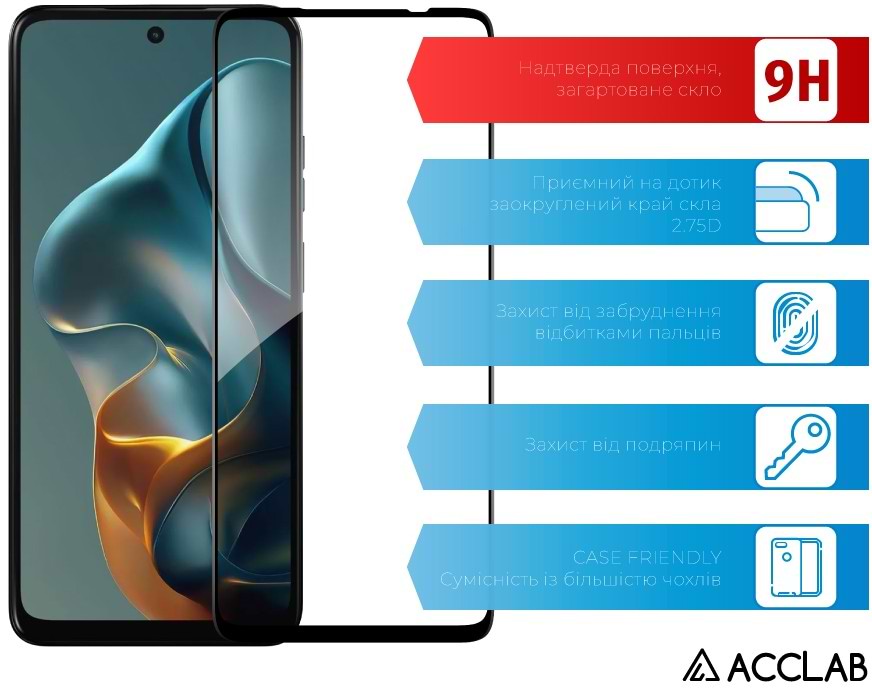 Фото - Защитное стекло для смартфона ACCLAB 9H for Moto E15  /G05 / G15 / G15 Power / G17 / G17 Power Black (1283126633560)