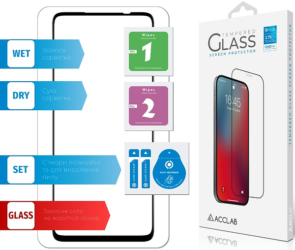 Фото - Защитное стекло для смартфона ACCLAB 9H for Moto E15  /G05 / G15 / G15 Power / G17 / G17 Power Black (1283126633560)