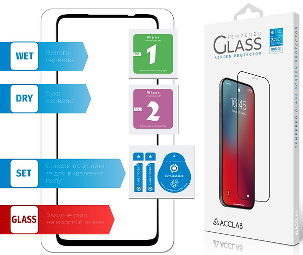 Фото - Защитное стекло для смартфона ACCLAB 9H for Moto G17 Power / G05 / G15 / G15 Power / E15 / G17 Black (1283126636516)