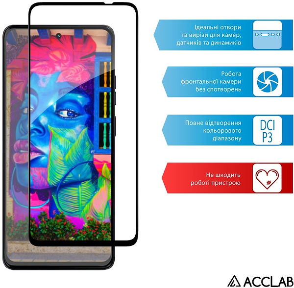 Фото - Захисне скло для смартфону ACCLAB 9H for Moto G57 / G57 Power Black (1283126634383)