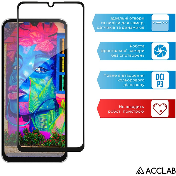 Фото - Захисне скло для смартфону ACCLAB 9H for Samsung Galaxy A07 Black (1283126623776)