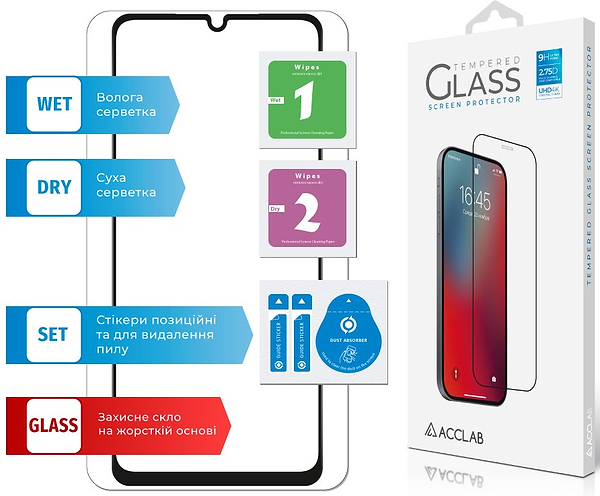 Фото - Захисне скло для смартфону ACCLAB 9H for Samsung Galaxy A07 Black (1283126623776)