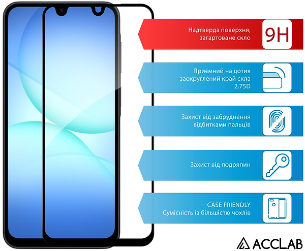 Фото - Захисне скло для смартфону ACCLAB 9H for Samsung Galaxy A17 / Galaxy A26 Black (1283126624346)