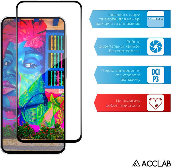 Фото - Захисне скло для смартфону ACCLAB 9H for Samsung Galaxy A37 Black (1283126634857)
