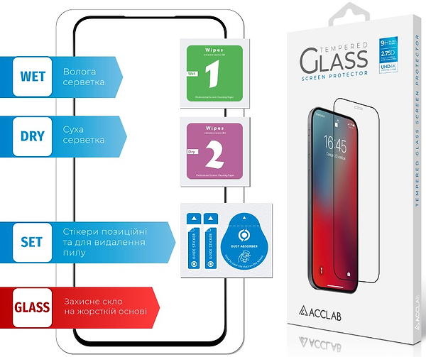 Фото - Захисне скло для смартфону ACCLAB 9H for Samsung Galaxy A57 Black (1283126634901)