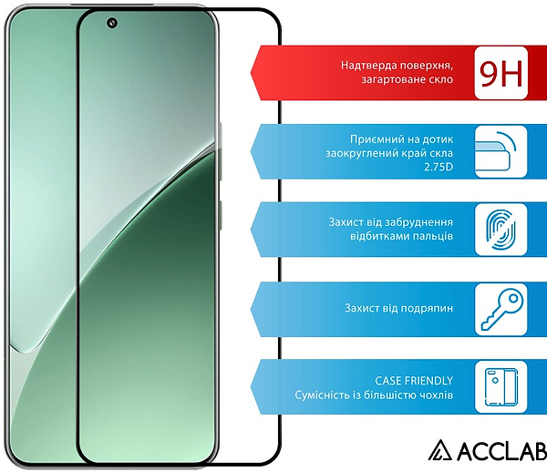 Фото - Захисне скло для смартфону ACCLAB 9H for Xiaomi 15 Pro Black (1283126625428)