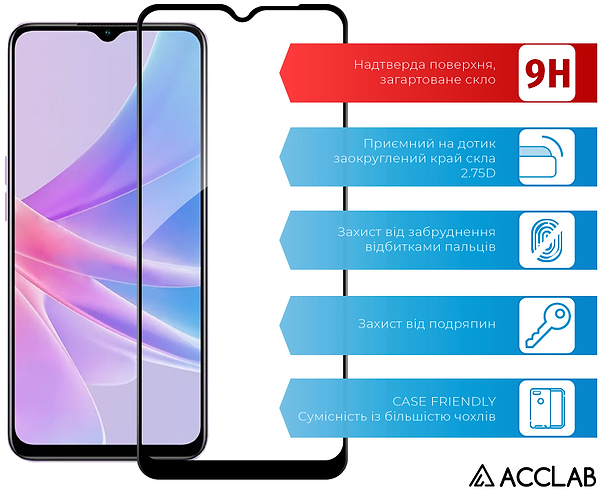 Фото - Захисне скло для смартфону ACCLAB Full Glue for Oppo A58 4G Black (1283126583452)