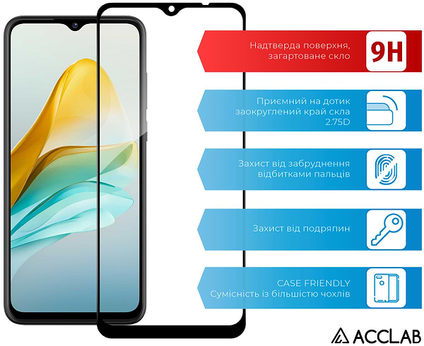 Фото - Захисне скло для смартфону ACCLAB Full Glue for ZTE Blade A53 Black (1283126583278)