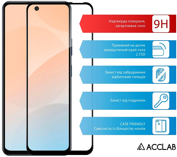 Фото - Защитное стекло для смартфона ACCLAB 9H for Infinix Hot 50 5G / Hot 50i / Smart 9 Black (1283126606953)