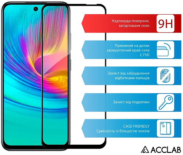 Фото - Защитное стекло для смартфона ACCLAB 9H for Infinix Smart 9 / Hot 50 І / Hot 50 5G Black (1283126599293)