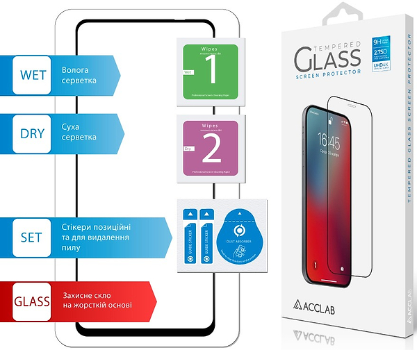 Фото - Захисне скло для смартфону ACCLAB 9H for Moto G04 / G04s Black (1283126594250)