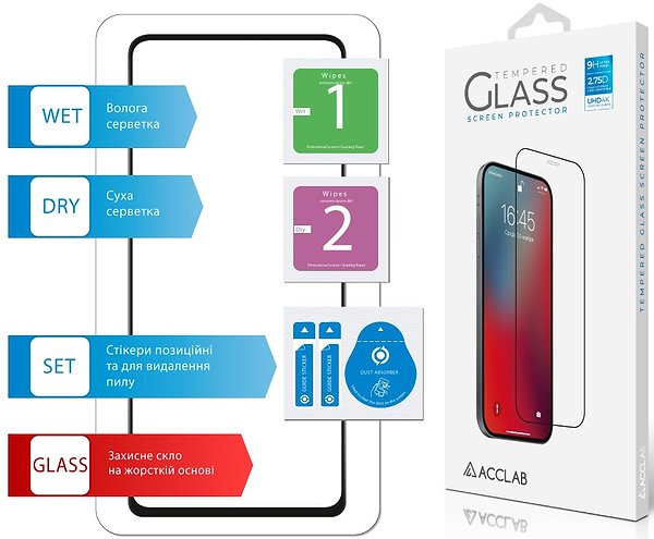Фото - Захисне скло для смартфону ACCLAB 9H for Moto G75 Black (1283126607448)