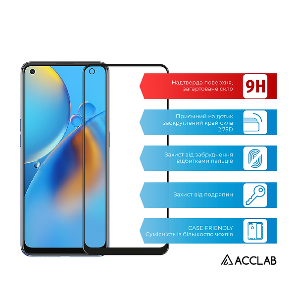 Фото - Защитное стекло для смартфона ACCLAB Full Glue for Oppo A74 (1283126516351)